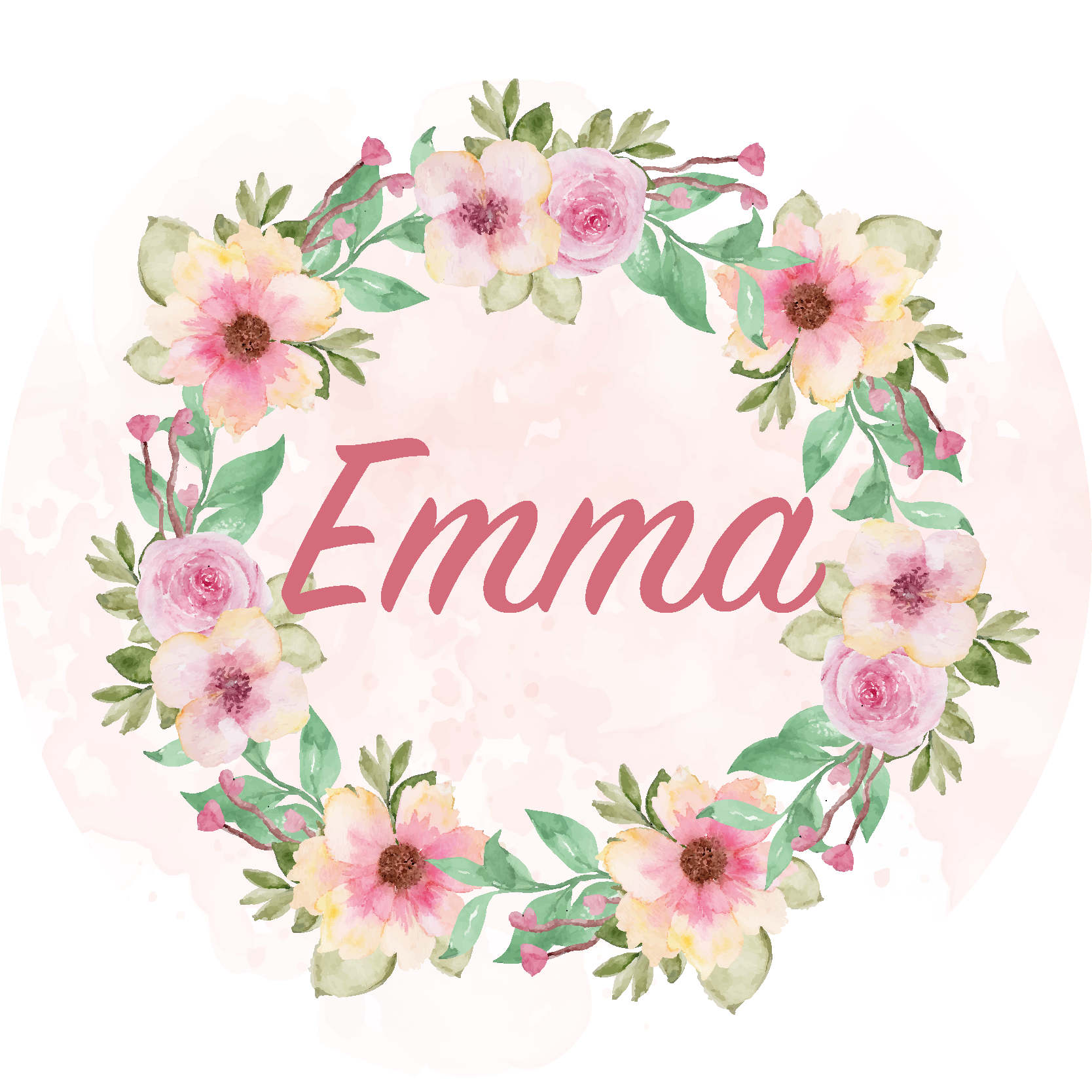 Gėlių vainikas vinyl kilimėlis su vardu - „Tenstickers“