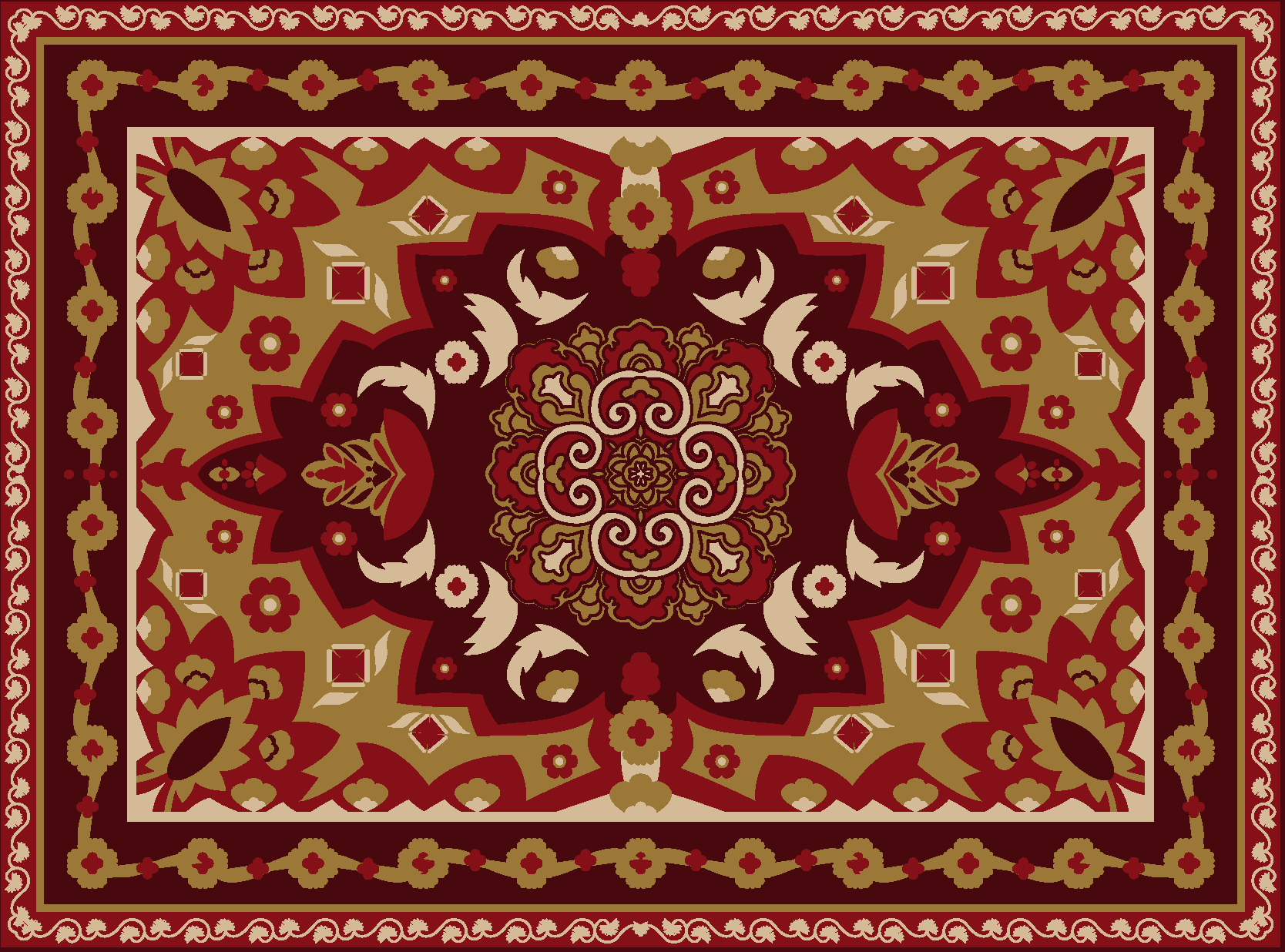 Valgomosios kambario kilimas su gėlių geometriniu retro dizainu - „Tenstickers“