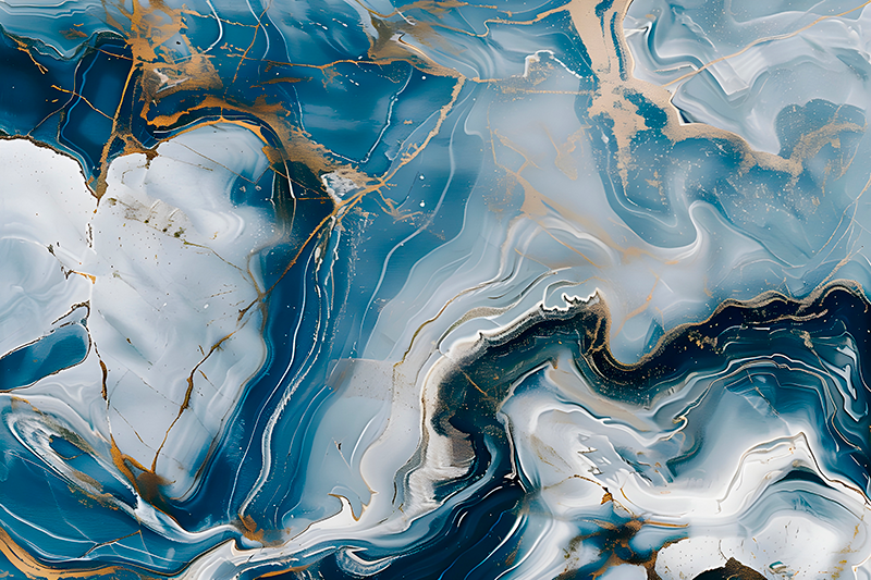 Tamsiai mėlyna ir balta spalvos Marmurinis vinilo kilimas - „Tenstickers“