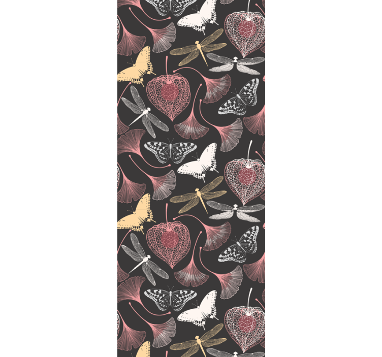 Tamsus botanikos elegancijos lapų tapetas - „Tenstickers“