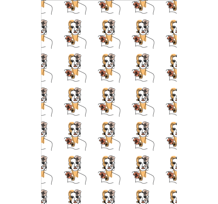 Gėlių rašto tapetas su minimalistiniu veidu ir orchidėjomis - „Tenstickers“