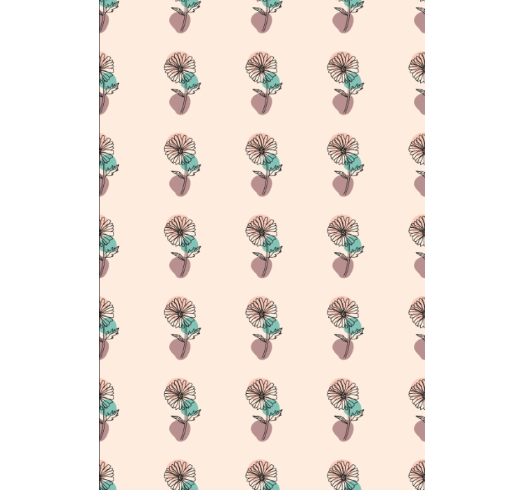 Gėlių rašto tapetas su ramunėlių linijų piešiniu - „Tenstickers“