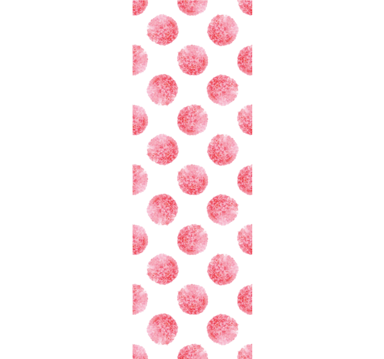 Apvalios rožinės gėlės ant baltų gėlių tapetų - „Tenstickers“