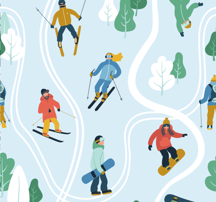 žaismingos žiemos sporto šakos tapetai vaiku kambariui - „Tenstickers“