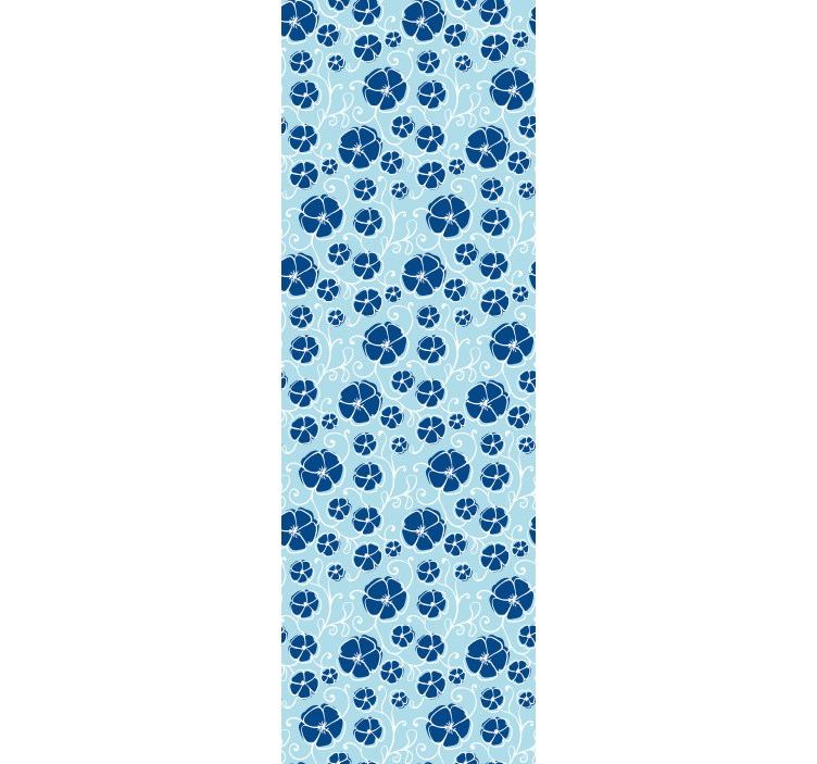 Mėlynos gėlių plytelės gėlių rašto tapetas - „Tenstickers“