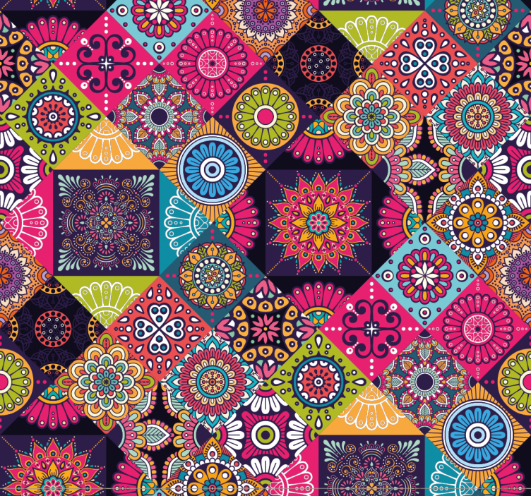 Tamsios mandalos plytelės tapetai - „Tenstickers“