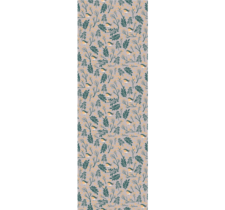 Paukščių lapijos raštas gamtos sienos tapetas - „Tenstickers“