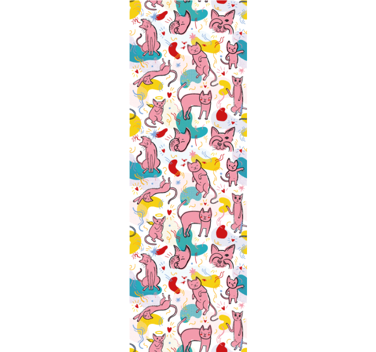 žaismingi kačių raštai katinų tapetas - „Tenstickers“