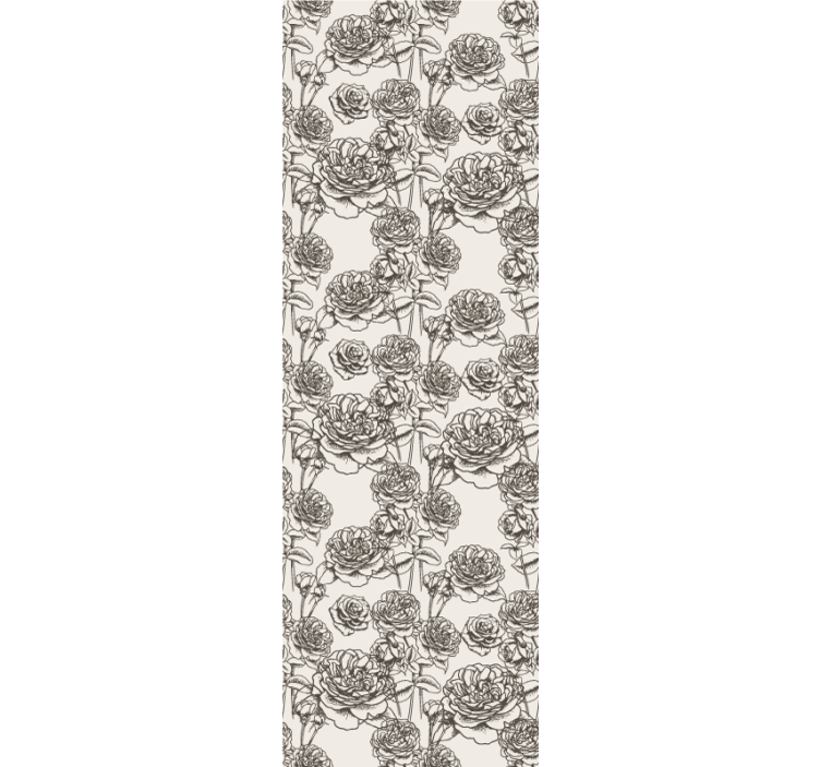 Juodos ir baltos gėlės rašto tapetai - „Tenstickers“