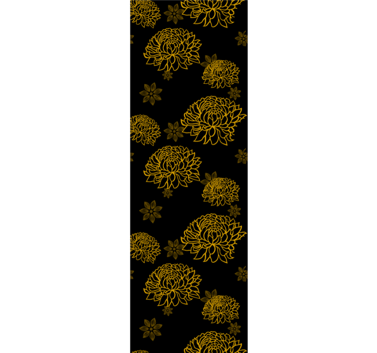 Gėlių rašto tapetas auksiniu raštu - „Tenstickers“