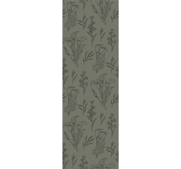 Augalų rašto kaki spalvos lapų tapetai - „Tenstickers“