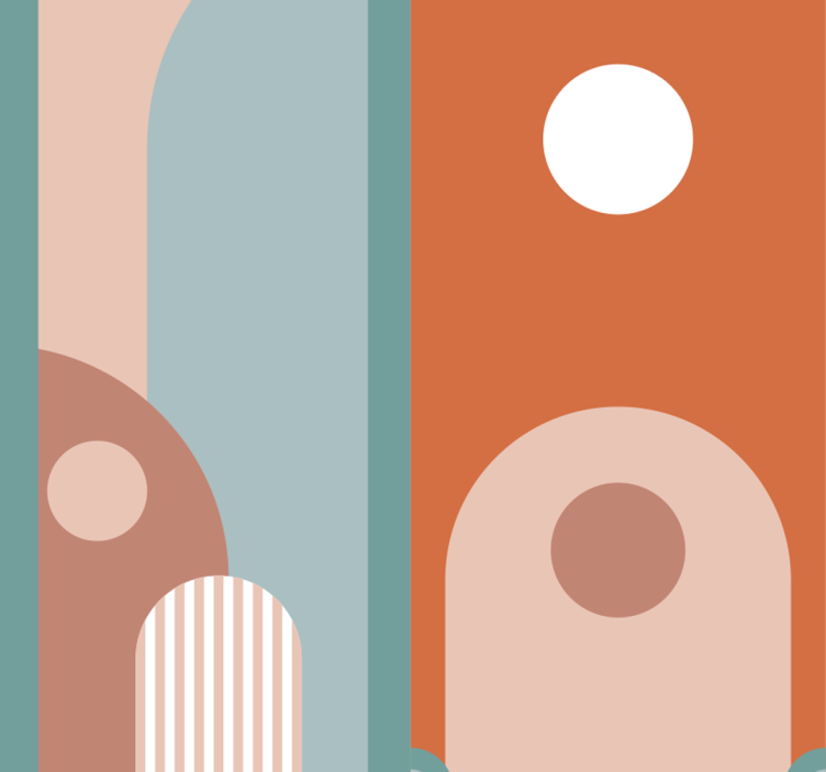 Išlenktos geometrinės formos gyvenamojo kambario tapetas - „Tenstickers“