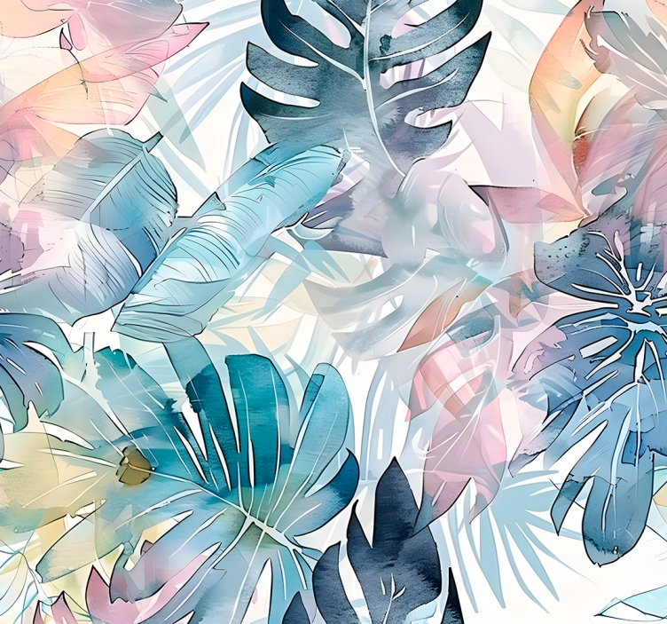 Dideli nupiešti lapai lapų tapetas - „Tenstickers“