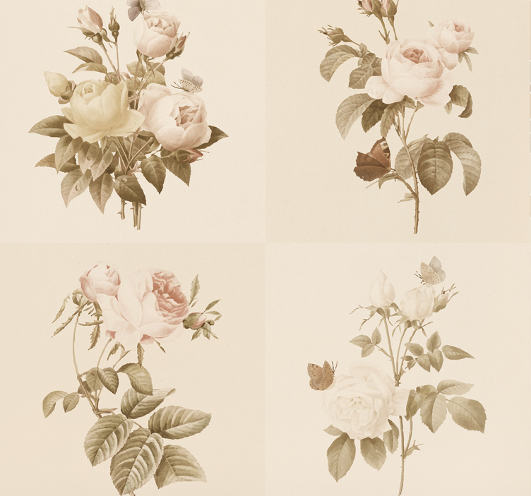 Gėlių plytelių dizainas tapetai įėjimui - „Tenstickers“