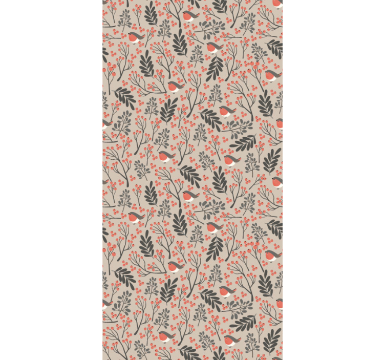 Paukščiai ir žiedai gyvenamojo kambario tapetas - „Tenstickers“