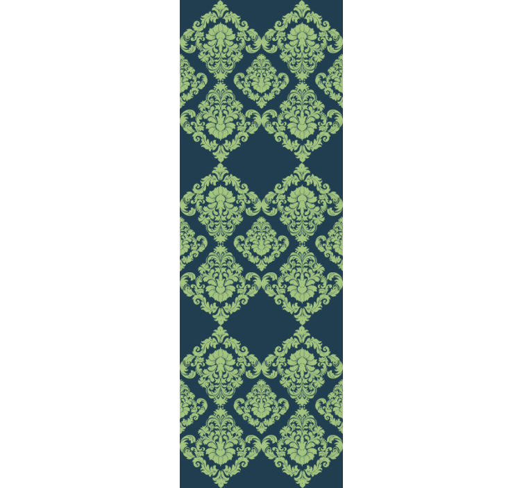 žalios spalvos geometrinis ornamentas gėlėti tapetai - „Tenstickers“