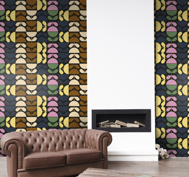 Spalvoti puodelio gėlių tapetai - „Tenstickers“