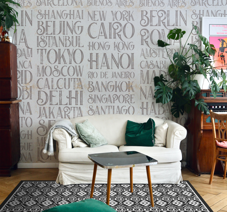 Pasaulio miestų tapetai su užrašais - „Tenstickers“