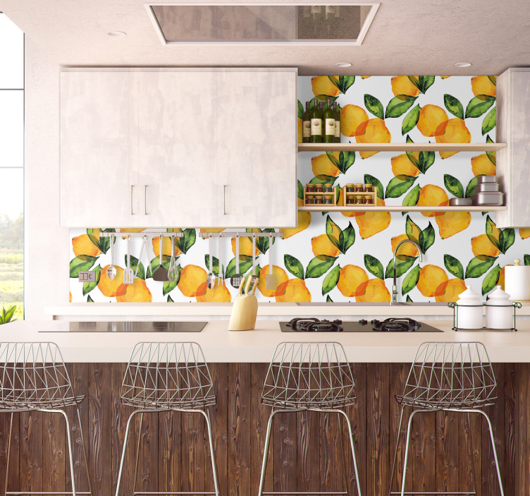 Švieži Mediterano stiliaus citrina ornamentinės tapetos - „Tenstickers“