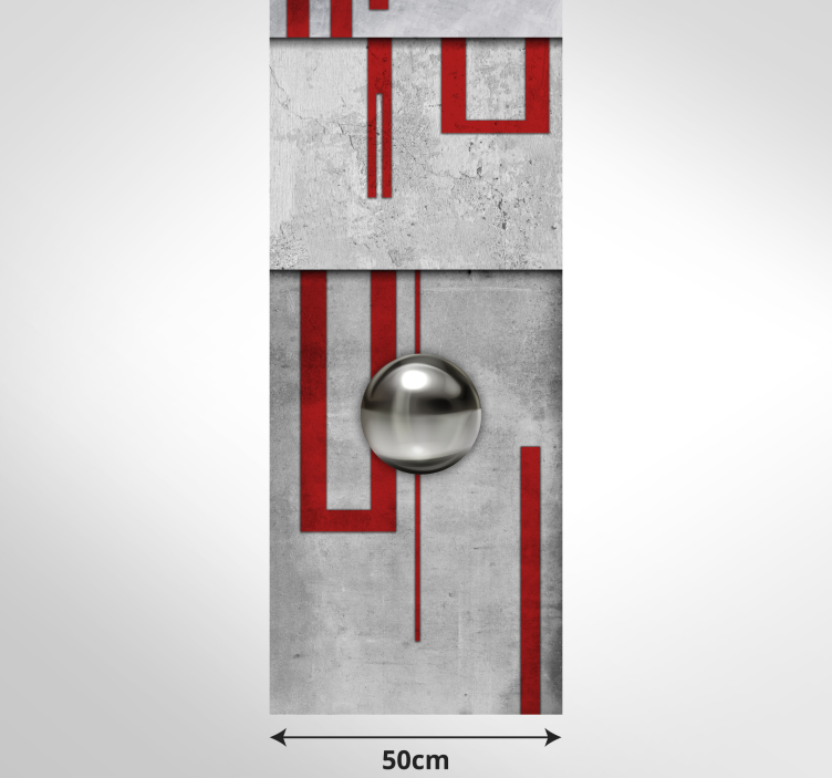 Betono, raudonų rėmų ir baltų rankenėlių tapetai - „Tenstickers“