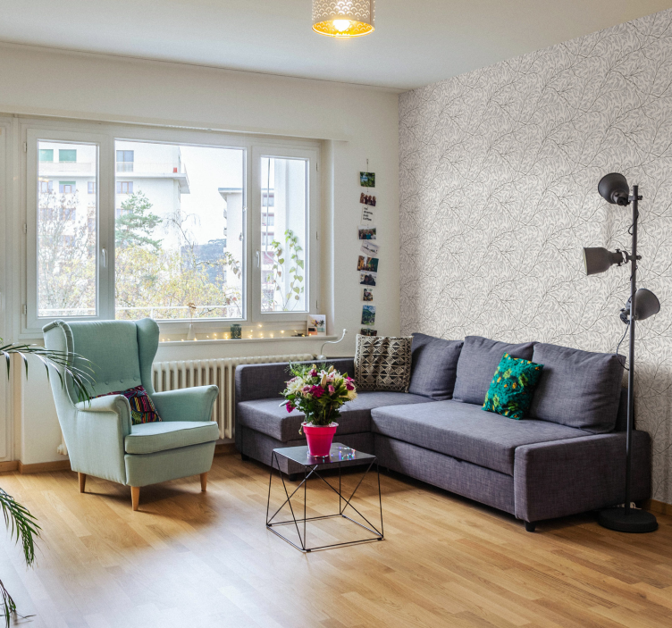 Dekoratyviniai tapetai pilkos spalvos gėlių raštas - „Tenstickers“