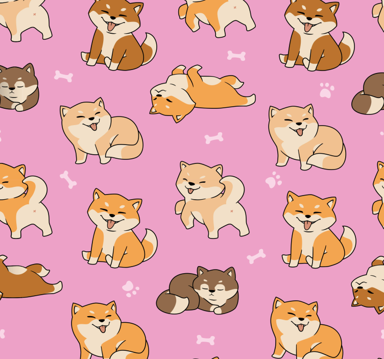 žaismingas shiba inus katinų tapetas - „Tenstickers“