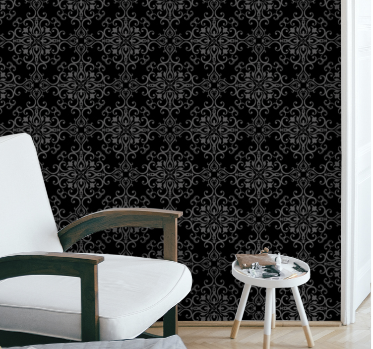 Abstrakti juoda gėlių tapetai - „Tenstickers“