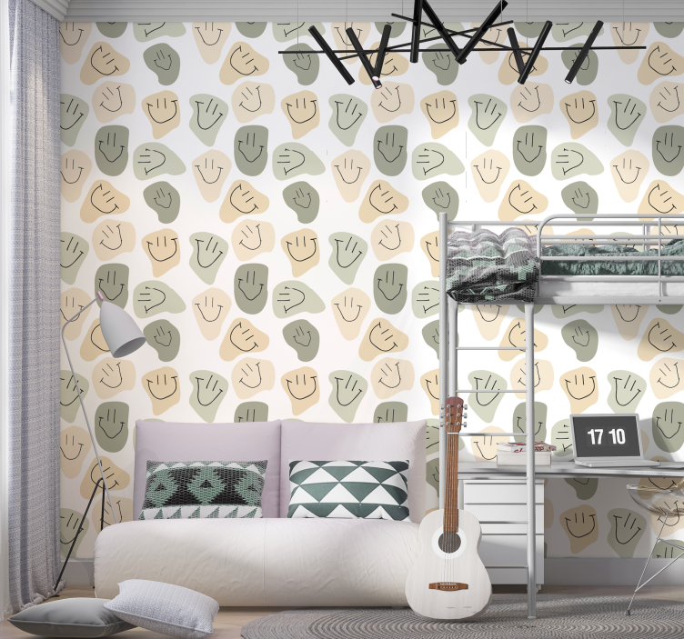 Abstraktūs šypsenėlių raštai meno tapetas - „Tenstickers“