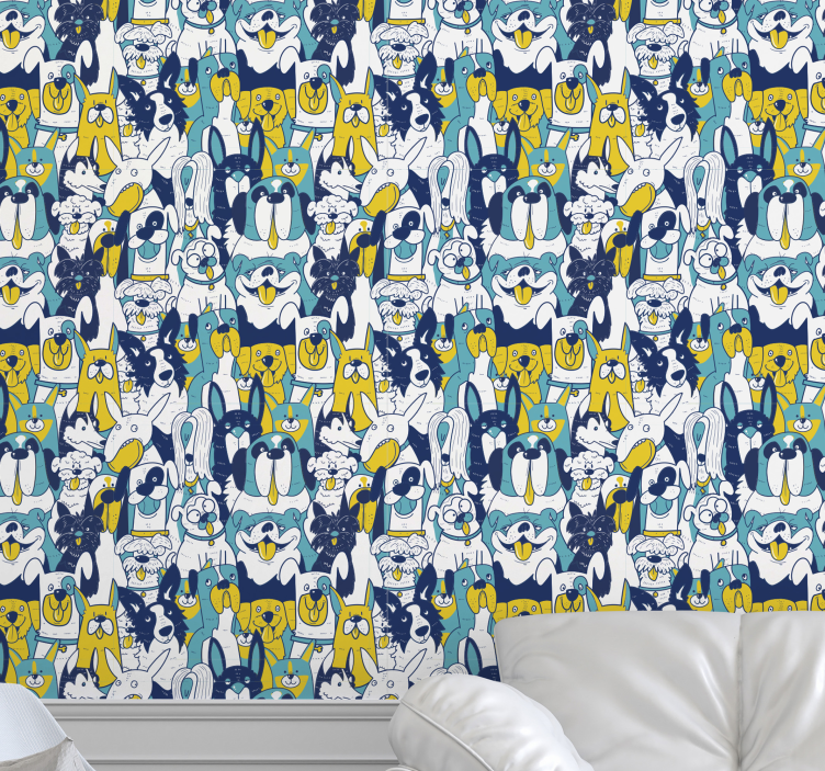 Animuotas šunų susirinkimas gyvūnai tapetai - „Tenstickers“