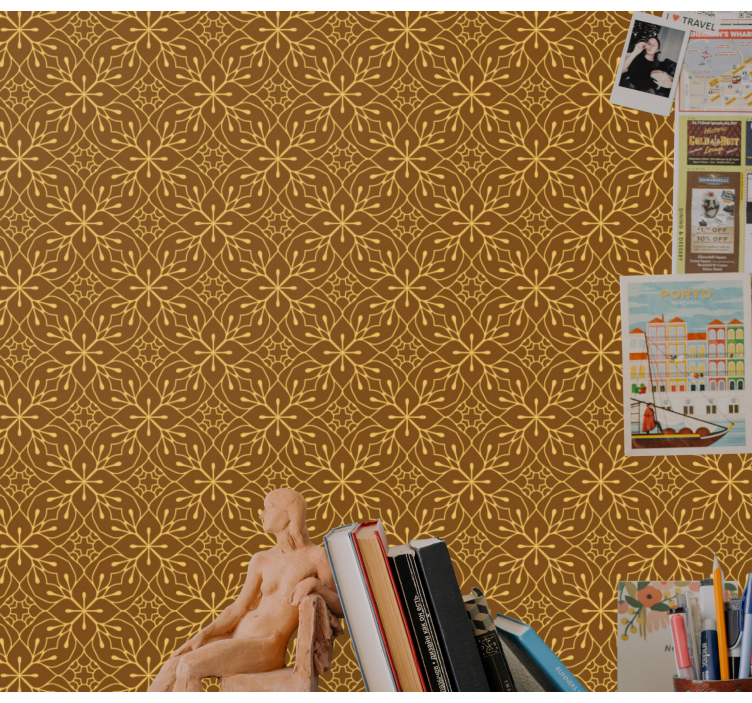 Auksiniai dekoratyviniai gėlių rašto tapetai - „Tenstickers“