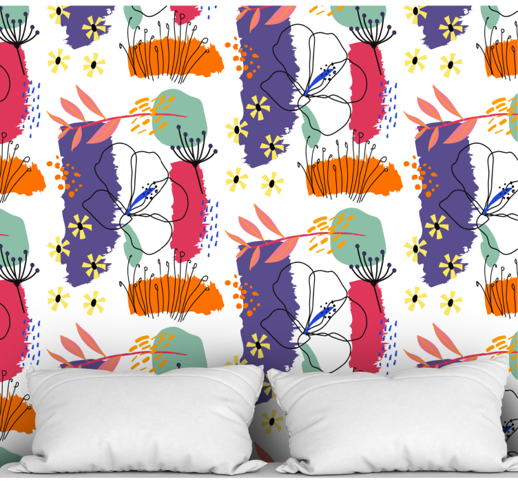 Botaninis eskizo modelis tapetai geles - „Tenstickers“