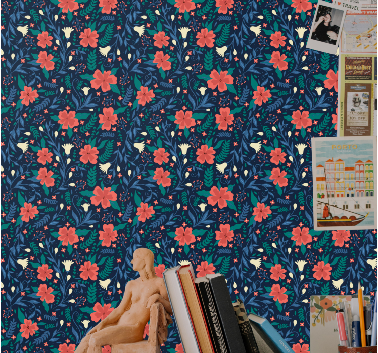 Botaninis gėlių raštas tapetai geles - „Tenstickers“