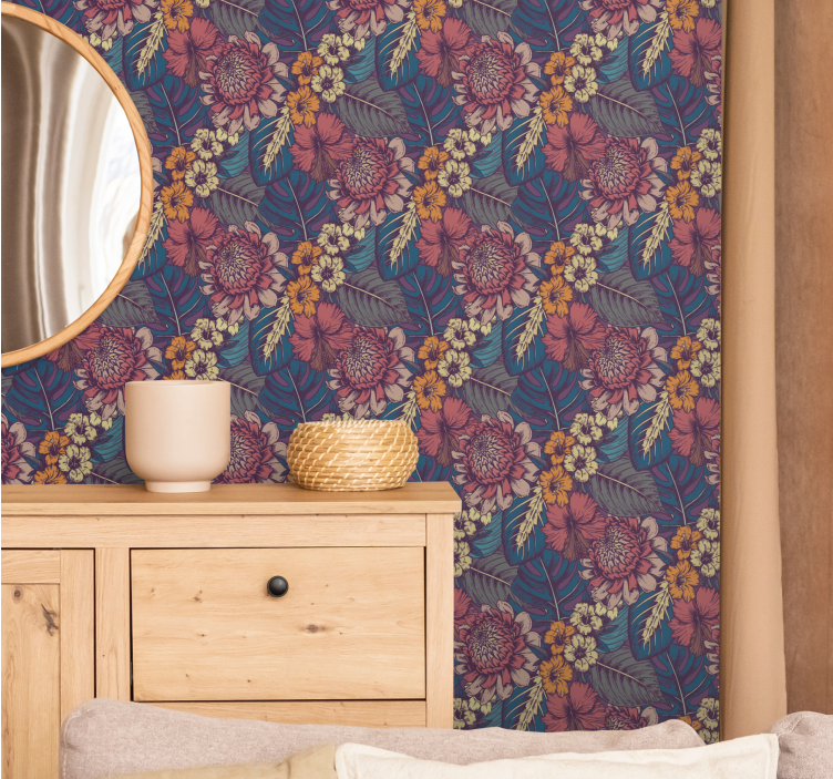 Botaninis vintažinis raštas tapetai geles - „Tenstickers“