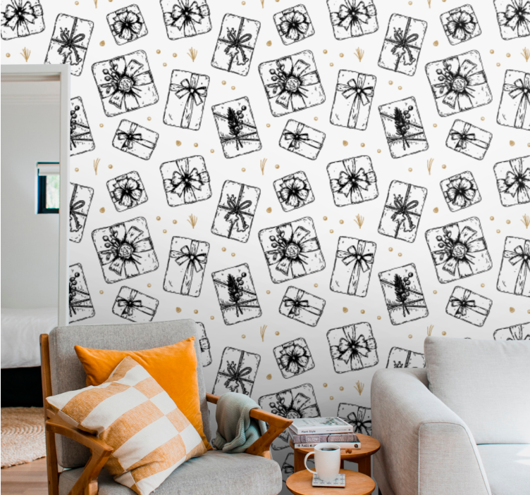 Dovanų lankelių raštai kalėdų tapetas sienoms - „Tenstickers“