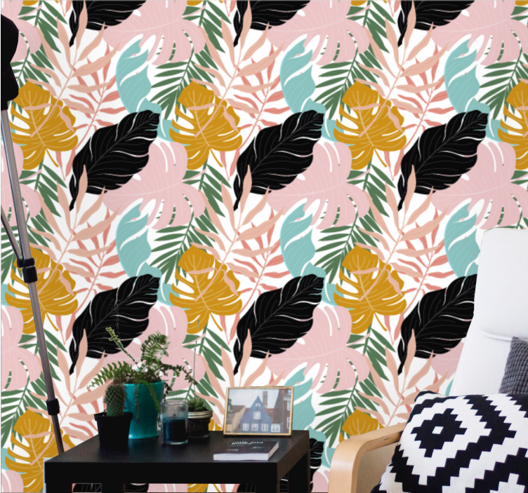 Egzotiškų žalumynų asortimentas lapų tapetas - „Tenstickers“