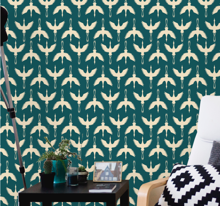 Elegantiškas smėlio spalvos dizainas paukščiai tapetas - „Tenstickers“