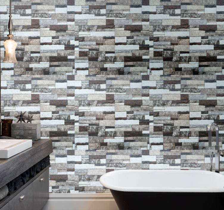 Elegantiški pilko akmens imitacijos akmens tapetai - „Tenstickers“