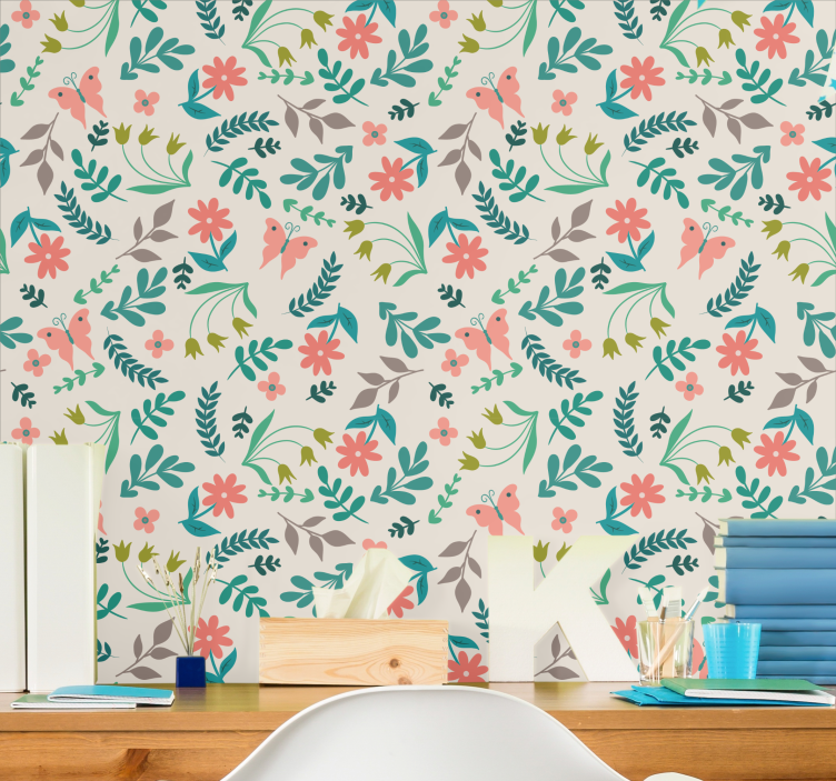 Gėlių drugeliai tapetai geles - „Tenstickers“