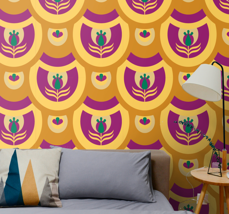 Gėlių emblemos dizainas meno tapetas - „Tenstickers“