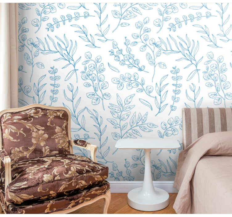 Gėlių eskizo dizainas lapų tapetas - „Tenstickers“