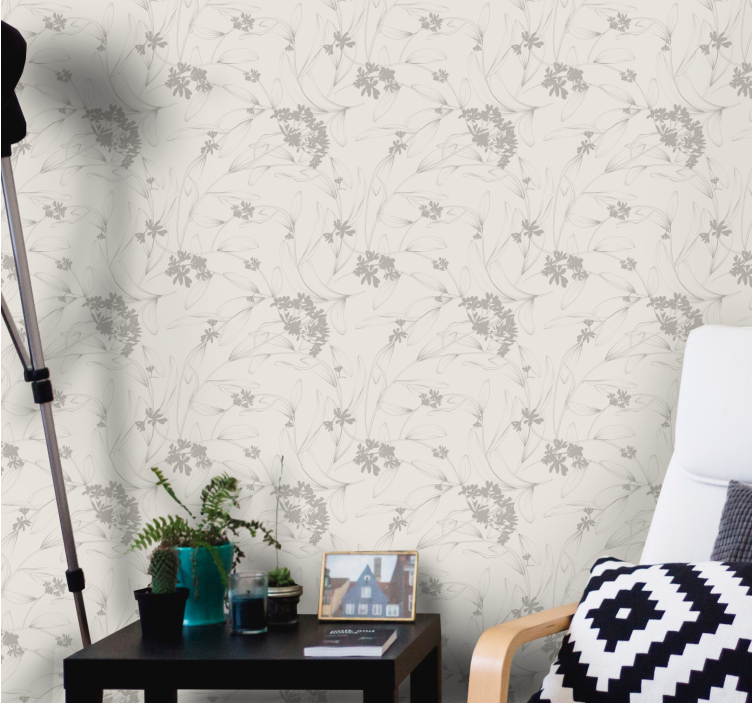 Smėlio spalvos kontūro raštas tapetai geles - „Tenstickers“