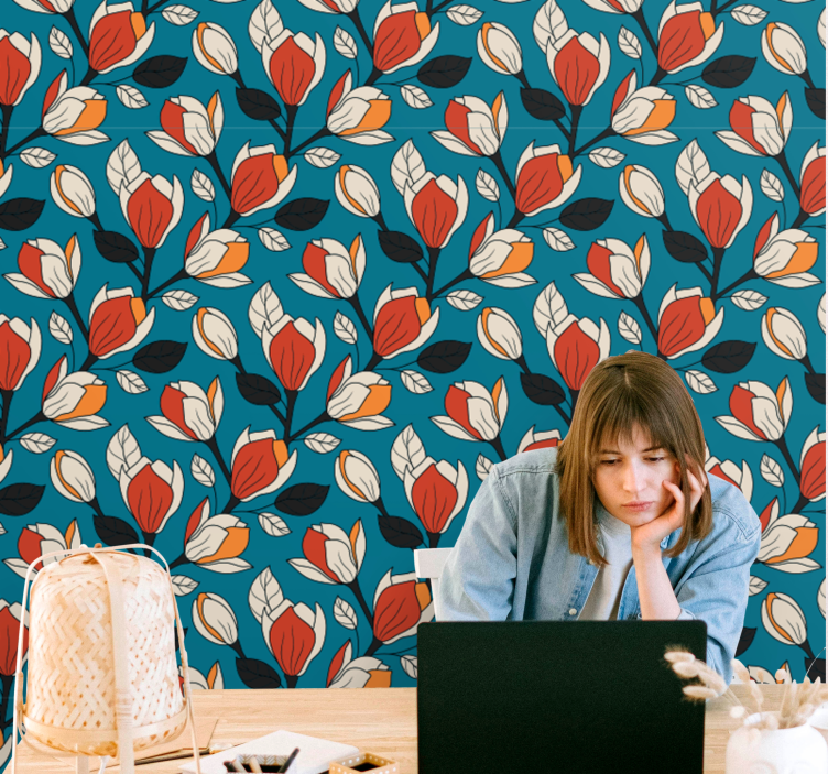 Gėlių raštų fonas tapetai geles - „Tenstickers“