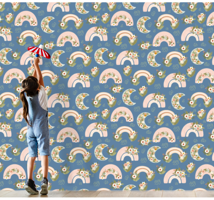 Gėlių vaivorykštės tapetai vaiku kambariui - „Tenstickers“