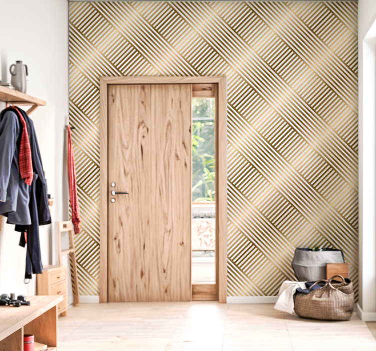 Geometrinės aukso linijos tapetai įėjimui - „Tenstickers“
