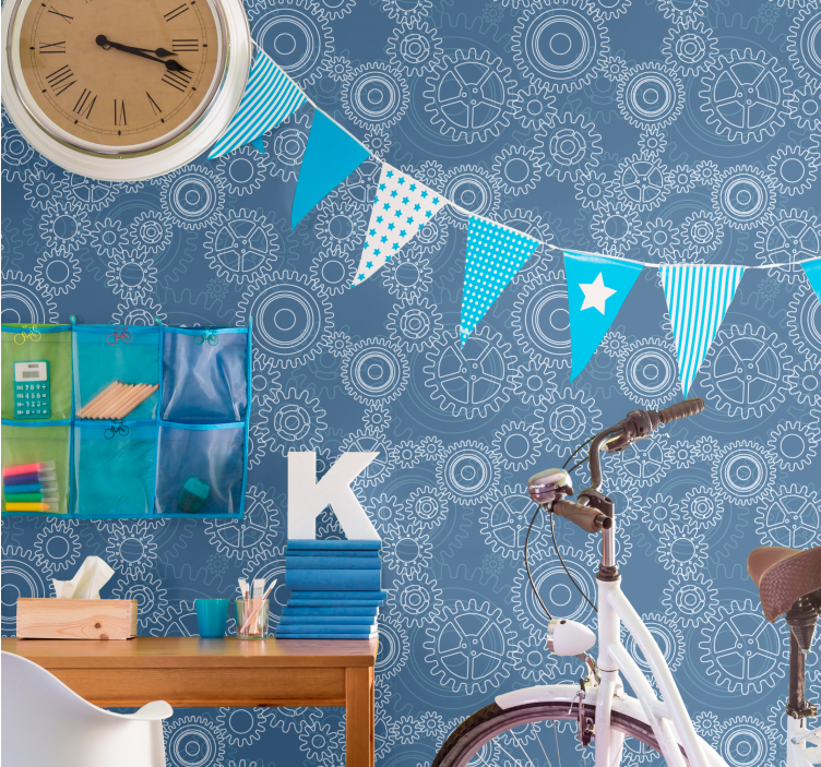 Geometriniai pavarų modeliai 3D tapetas - „Tenstickers“