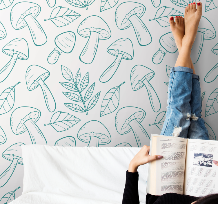 Grybų kontūrai gyvūnų tapetai - „Tenstickers“