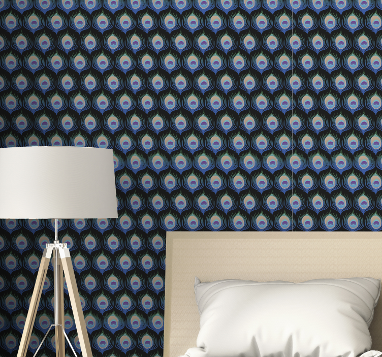 Gyvūnas su povu ant juodų gyvūnų tapetų - „Tenstickers“