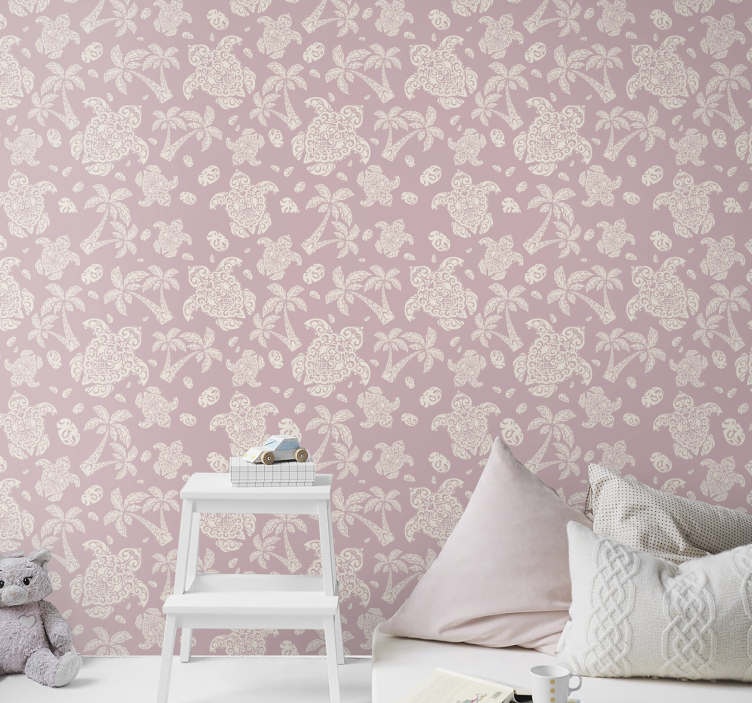 Havajų vėžlio ir palmės medžio tapetai - „Tenstickers“