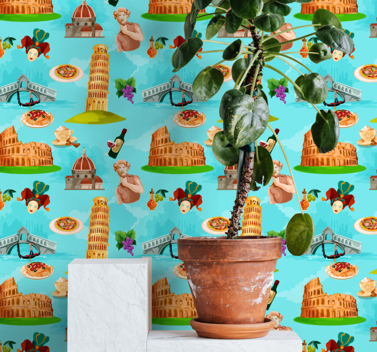 Itališkų orientyrų koliažas miesto tapetai - „Tenstickers“