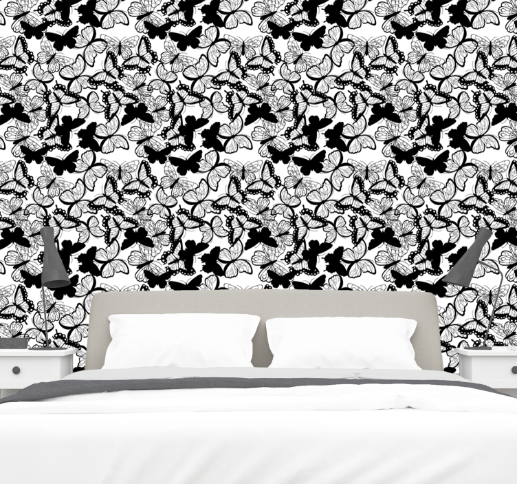 Juodai balti drugeliai gyvūnų tapetai - „Tenstickers“